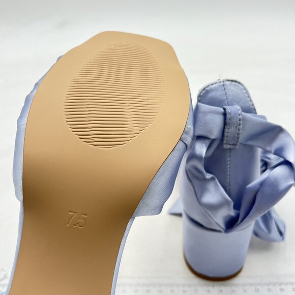 FSJ Women Platform Chunky Block High Heel Sandals Peep Toe Ankle Strap  Blue - Picture 5 of 6